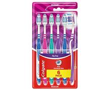 Colgate ZigZag Cepillo de Dientes Dureza Media, Pack 6 Uds, Limpieza Interdental Profunda, Limpiador de Lengua, Elimina Bacterias Causantes del Mal Aliento, Confort y Suavidad en las Encías