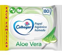 Colhogar Aloe x80 - Papel Higiénico Húmedo Desechable con Extracto de Aloe Vera - Sin Alcohol - Dermatológicamente Testado - Paquete de 80 Toallitas Húmedas y Desechables por WC