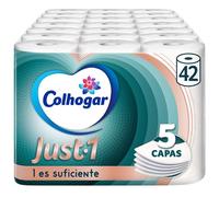 Colhogar Just 1 x42 - Papel Higiénico Extra Absorbente - Paquete con 6 Rollos - Papel de Baño de 5 Capas - Ultra Suave para Máximo Confort - Blanco (7x6)