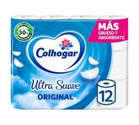 Colhogar Ultra Suave Original x12 - Papel Higiénico Suave - Paquete con 12 Rollos - Papel de Baño de 2 Capas - 100% Libre de Perfume - Blanco