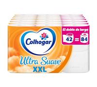 Colhogar Ultra Suave XXL 7x6 - Papel Higiénico Suave - Paquete con 42 Rollos Extra Grandes - Papel de Baño de 2 Capas - 100% Libre de Perfume - Blanco