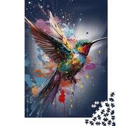 Colibrí Abstracto Colorido Puzzle de 1000 Piezas Papel para Adultos Escena Artística Juego de Puzzle 1000 Piezas Familia Relajación Decoración Regalo 38x26cm/1000pcs