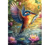 Colibrí con una Flor de Hibisco Puzzle 300 Piezas Cartón Blanco Premium para Coleccionistas Vida Silvestre y Mascotas Desarrollo Cognitivo Ocio Tranquilo Casa Compatible Marco Estándar 300 PCS