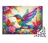 Colibrí de Colores Puzzle de 1000 Piezas Cartón para Adultos Estilo Floral Vivo Puzzle para Toda la Familia Relajación Decoración 70x50cm/1000pcs