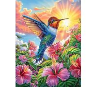 Colibrí en el jardín Floral Puzzle 500 Piezas Cartón Blanco Premium para Expertos Cuento de Hadas de acompañamiento mágico Tiempo Ocio En Casa Relajación Mental para Enmarcar 500 PCS