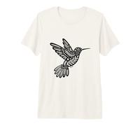 Colibrí Folk Art Motif Botánico Estilo Nórdico Camiseta Premium