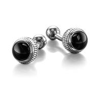 Colibri - Gemelli da uomo Hamilton - Gemelli da polso di design con inserti in Onice nera naturale - Chiusura a sfera - Acciaio inossidabile lucido - Confezione regalo