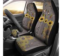 Colibrí Girasol Fe Esperanza Amor 2 Piezas Fundas De Asientos Delantero Transpirable Fundas Asientos Delanteros Coche Moda Auto Asiento Delantero Cojín Universal para Sedán SUV Auto