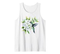 Colibrí Jazmín Flores Vintage Botánico Floral Naturaleza Camiseta sin Mangas