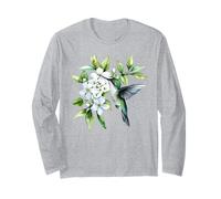 Colibrí Jazmín Flores Vintage Botánico Floral Naturaleza Manga Larga