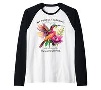 Colibrí Mañana Bebiendo Café Pájaro Mamás Mujeres Camiseta Manga Raglan