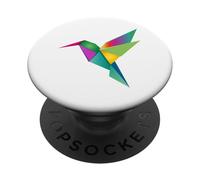 Colibrí Origami - Diseño geométrico de pájaro PopSockets PopGrip Adhesivo