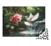 colibrí Puzzle Imposible,desafío para Adultos Pink Flores Cascada Juego Educativo 1000 Piezas Obra De Arte De Juego De para Adultos Y Niños 1000pcs (75x50cm)