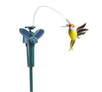 Colibrí solar - Adorno de pájaro aleteo alimentado por energía solar, decoración realista de jardín que baila volando, luz de movimiento colgante para patio al aire libre con cuerpo de resina duradera