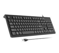 COLIKES Teclado de computadora con Cable, Plug Play USB, Teclas de chiclet de Perfil bajo, Almohadilla de número Grande, Indicadores de Tapas, Soportes Plegables, Resistentes a derrames, Letras