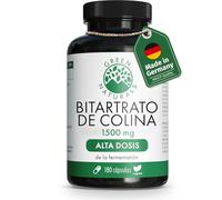 Colina - Alta dosis: 1.500 mg de Bitartrato de Colina procedente de fermentación natural - Para el hígado y el metabolismo de las grasas (EFSA)* - 180 cápsulas - Green Naturals®