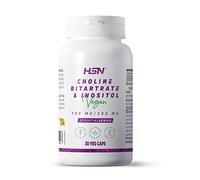 Colina e Inositol de HSN | 30 Cápsulas Vegetales con 600 mg (300 + 300 mg) | Suplemento para la Concentración + Memoria Ideal para Estudiantes y Opositores | No-GMO, Vegano, Sin Gluten