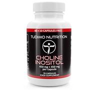 Colina Inositol Capsulas - 900mg (450mg + 450mg) Suplemento - 70 Cápsulas (2 Meses de Provision) de Desintegración Rápida, con 450 mg de Bitartrato de Colina y 450 mg de Inositol Polvo