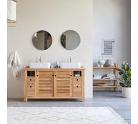 Coline - Mueble para lavabo de teca maciza de 145 cm H 80 x B 145 x T 57 cm
