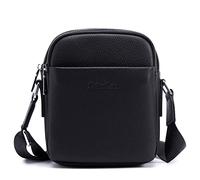 Colins Keirs Leather crossbody bag for men, man purse with zipper and adjustable shoulder strap, black small