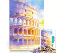 Coliseo de Acuarela Iluminado por el Sol para Adultos, Rompecabezas de 1000 Piezas, Rompecabezas Mental, Divertido y Relajante, Montaje de imágenes, cálida Sorpresa 38x26cm