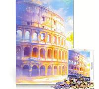 Coliseo de Acuarela Iluminado por el Sol, Rompecabezas de 1000 Piezas para Adultos, Regalos, Juguete de Habilidad, Alivio del estrés, Corte Exacto, Lista de Deseos de Papá Noel 38x52cm