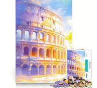 Coliseo de Acuarela Iluminado por el Sol, Rompecabezas de 1000 Piezas para Adultos, Regalos, Juguete de Habilidad, Alivio del estrés, Corte Exacto, Lista de Deseos de Papá Noel 38x52cm