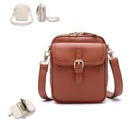 Collaboraten1 Crossbody Leather Bag, 2025 Upgrade Vintage Double Layer Large Capacity Mini Messenger Bags (Brown)