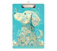 Collage Art Style Golden Retriever Dog Chidlikes - Portapapeles impermeable acrílico lindo para suministros de aula para profesores de escuela secundaria, tamaño 9 x 12 pulgadas