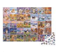 Collage Cachorros Puzzle para Ancianos 1000 Piezas Reciclable Diferentes Perros Puzzles Accesorios Juego Imposible Difícil Desafiante Actividad 38x26cm/1000pcs