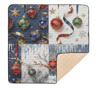 Collage de adornos de Navidad, tapete grande y resistente para juegos de bebé, tapete portátil para jugar boca abajo, para recién nacidos, bebés, niños pequeños, 50 x 50 pulgadas