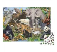 Collage de Animales Salvajes 100% cartón Reciclado. Diversos Grupos de Animales Salvajes en la Jungla. Rompecabezas de 1000 Piezas. para Adultos y niños. Un Reto para la Mente. 70x50cm/1000 Piezas.
