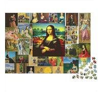 Collage de Arte de Mona Lisa Puzzle 1000p para Hombres Y Mujeres Regalo De Cumplea?os Encaje Producto Duradero Detalles Nítidos Materiales Ecológicos 38x26cm/1000pcs