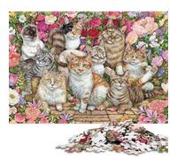 Collage de Collar de Gato Floral Puzzles 300 Piezas Adultos Cumpleaños Juego De Rompecabezas para Decoración del Hogar Juegos Educativos Stress Relief Toy 300pcs (40x28cm)