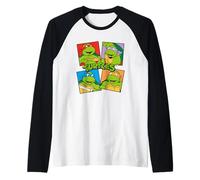 Collage de Equipo de TMNT Heroes Half Shell, Estilo cómic Retro Camiseta Manga Raglan
