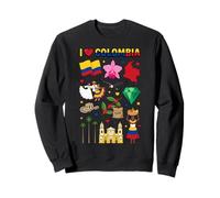 Collage de Iconos y símbolos culturales I Love Colombia Sudadera