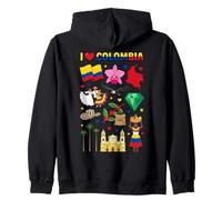 Collage de Iconos y símbolos culturales I Love Colombia Sudadera con Capucha