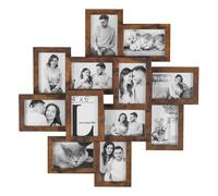 SONGMICS Collage de Marco de Fotos, 12 Marcos para Fotos 10 x 15 cm, Marcos de fotos para Pared, Marcos Múltiples, Decoración de pared, Marrón Rústico RPF022X01
