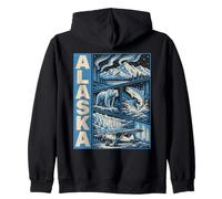 Collage de monumentos Vintage del Orgullo del Estado de Alaska Sudadera con Capucha