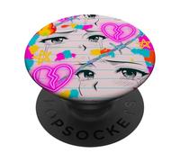 Collage de ojos de anime llorando con alambre de púas, garabatos y hermano PopSockets PopGrip Adhesivo