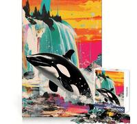 Collage de orcas asesinas para Adultos, Rompecabezas de 1000 Piezas, Juguete Que desafía la Mente, Escape Tranquilo, Pieza de colección de Arte de Corte de Calidad (38x26cm)