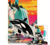 Collage de orcas asesinas para Adultos, Rompecabezas de 1000 Piezas, Juguete Que desafía la Mente, Escape Tranquilo, Pieza de colección de Arte de Corte de Calidad (38x26cm)