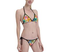 Collage De Perros Adorables Traje De Bikini Push Up Tirantes Bañador Halter Baño Triangulares Conjunto De Bikini para Natacion Surf Verano L