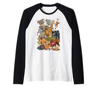 Collage de Personajes Ultimate Wild Animal Kingdom Camiseta Manga Raglan