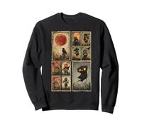 Collage de Sellos Vintage de Halloween, Calabaza, búho y Espeluznante Sudadera