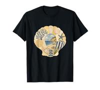 Collage de Verano de Conchas Marinas Arte mediterráneo gráfico costero Camiseta