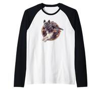 Collage gótico para Mascotas, Bulldog francés, Gato, mirlo Camiseta Manga Raglan