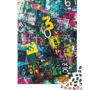 Collage Números Letras Colorido Puzzle de 1000 Piezas Papel Puzzle para Adultos Estilo Arte Graffiti Juego de Puzzle 1000 Piezas Relajación Decoración 70x50cm/1000pcs