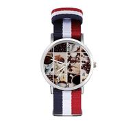 Collage of Coffee and Products Beans - Reloj de pulsera de cuarzo personalizado con números arábigos con correa ajustable para hombres y mujeres