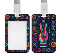 Collage of Various Peace Symbols ID Badge Holder retráctil Clip Card Holder Card Protector Name Badge Name Tag for Work Office Doctor Nurse